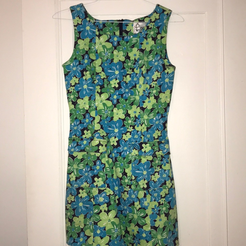 Classic Lilly Pulitzer blue and green shift dress